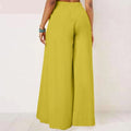 Elegant Solid High Waist Pleated Flare Wide Leg Trousers