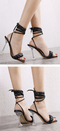 New Summer Fashion Design Weave Transparent Strange High Heels Sandals
