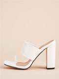 New Summer Design Clip Toe Narrow Band Block Heels Sandals