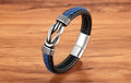 Classic Unisex Geometric Stainless Steel Leather Bracelets