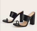 New Summer Design Clip Toe Narrow Band Block Heels Sandals