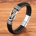 Classic Unisex Geometric Stainless Steel Leather Bracelets