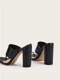 New Summer Design Clip Toe Narrow Band Block Heels Sandals