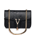 Stone Pattern Handbag Crocodile Leather Crossbody Bags