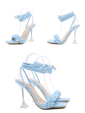 New Summer Fashion Design Weave Transparent Strange High Heels Sandals