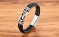 Classic Unisex Geometric Stainless Steel Leather Bracelets