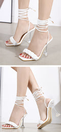 New Summer Fashion Design Weave Transparent Strange High Heels Sandals