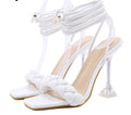 New Summer Fashion Design Weave Transparent Strange High Heels Sandals