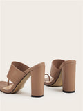 New Summer Design Clip Toe Narrow Band Block Heels Sandals