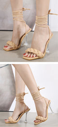 New Summer Fashion Design Weave Transparent Strange High Heels Sandals