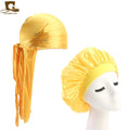 Unisex Silky Durag Long Tail And Bonnet Cap Comfortable Sleeping Hat