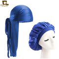 Unisex Silky Durag Long Tail And Bonnet Cap Comfortable Sleeping Hat