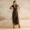 New Elegant Summer Fashion O-Neck Split Dress