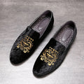 Fashion Handmade Men's Loafers Embroidered Velvet