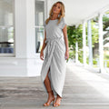 New Elegant Summer Fashion O-Neck Split Dress