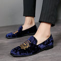 Fashion Handmade Men's Loafers Embroidered Velvet