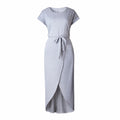 New Elegant Summer Fashion O-Neck Split Dress