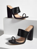 New Summer Design Clip Toe Narrow Band Block Heels Sandals