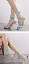 New Summer Fashion Design Weave Transparent Strange High Heels Sandals