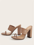 New Summer Design Clip Toe Narrow Band Block Heels Sandals