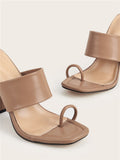 New Summer Design Clip Toe Narrow Band Block Heels Sandals