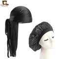 Unisex Silky Durag Long Tail And Bonnet Cap Comfortable Sleeping Hat
