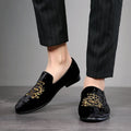 Fashion Handmade Men's Loafers Embroidered Velvet