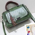 Top-Handle Fashion Zipper Crossbody Leather Handbag With Removable Strap Dating Boston Bag