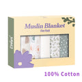 100% Cotton Elinfant 5pcs Gift Set Bamboo Muslin Bib Burp Cloth