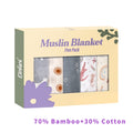 100% Cotton Elinfant 5pcs Gift Set Bamboo Muslin Bib Burp Cloth