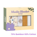 100% Cotton Elinfant 5pcs Gift Set Bamboo Muslin Bib Burp Cloth