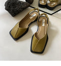 Summer Elegant Square Toe Elastic Band Flat Heel Sandals