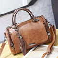 Top-Handle Fashion Zipper Crossbody Leather Handbag With Removable Strap Dating Boston Bag