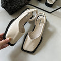 Summer Elegant Square Toe Elastic Band Flat Heel Sandals