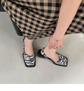 Summer Elegant Square Toe Elastic Band Flat Heel Sandals