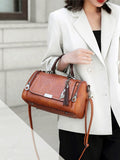 Top-Handle Fashion Zipper Crossbody Leather Handbag With Removable Strap Dating Boston Bag