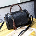 Top-Handle Fashion Zipper Crossbody Leather Handbag With Removable Strap Dating Boston Bag