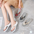 New Summer Fashion Metal Button Slides Wedge Beach Sandals