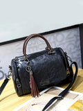 Top-Handle Fashion Zipper Crossbody Leather Handbag With Removable Strap Dating Boston Bag