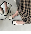Summer Elegant Square Toe Elastic Band Flat Heel Sandals