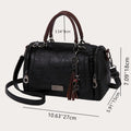 Top-Handle Fashion Zipper Crossbody Leather Handbag With Removable Strap Dating Boston Bag