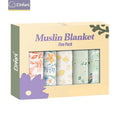 100% Cotton Elinfant 5pcs Gift Set Bamboo Muslin Bib Burp Cloth