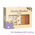 100% Cotton Elinfant 5pcs Gift Set Bamboo Muslin Bib Burp Cloth