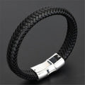 Trendy Genuine Charm Leather Stainless Steel Multilayer Braided Bracelets