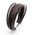 Trendy Genuine Charm Leather Stainless Steel Multilayer Braided Bracelets