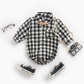 Newborn Baby Boys Bodysuits Fashion Plaid Long Sleeve