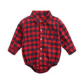 Newborn Baby Boys Bodysuits Fashion Plaid Long Sleeve