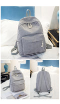 Soft Fabric Striped Corduroy Designer Teenage Girls School Backpack