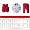 3PCS Set Baby Boy Outfits Suit Tie Shirts+Pants+Vest