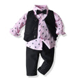 3PCS Set Baby Boy Outfits Suit Tie Shirts+Pants+Vest